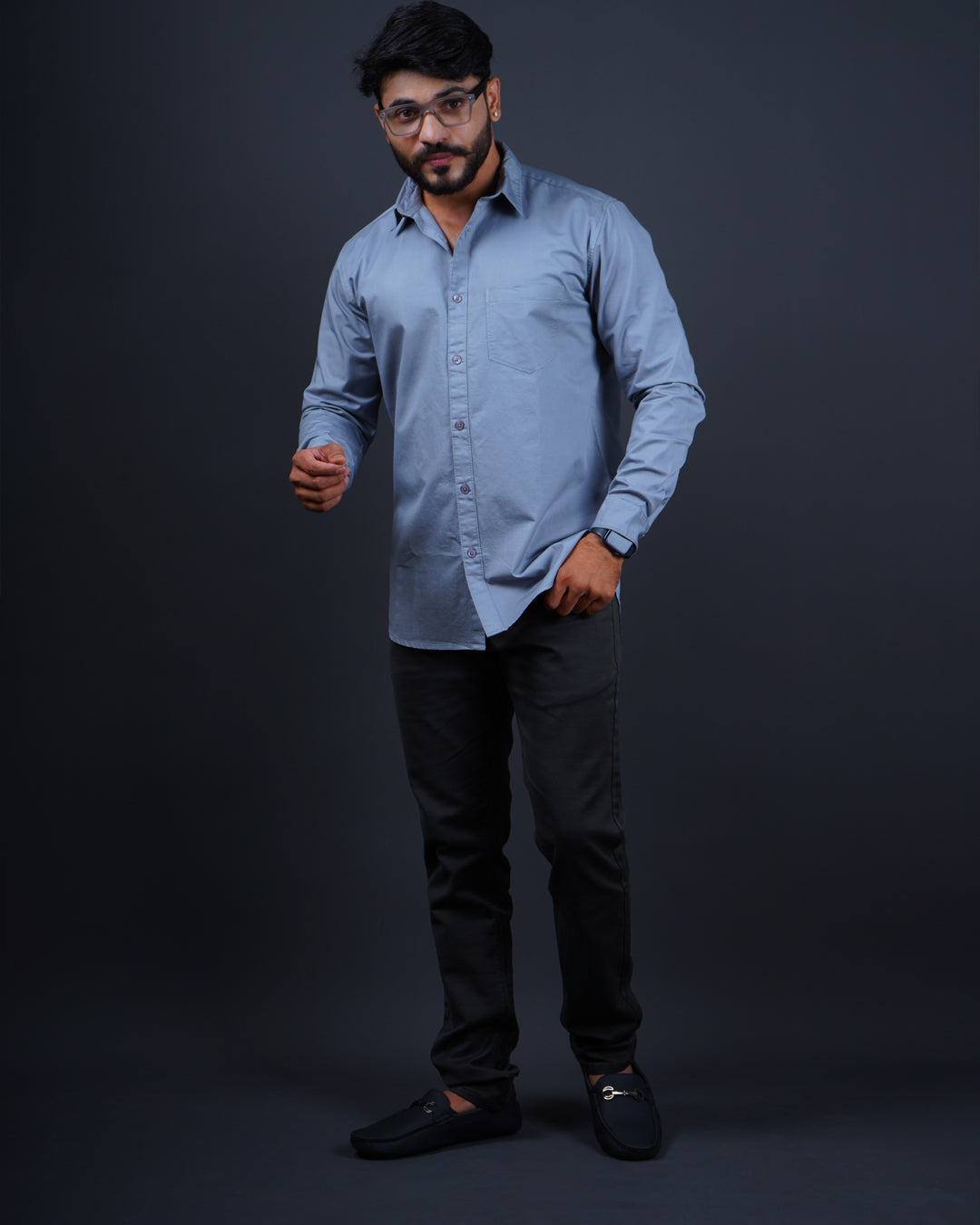 GREY COLOR PLAIN CASUAL SHIRT