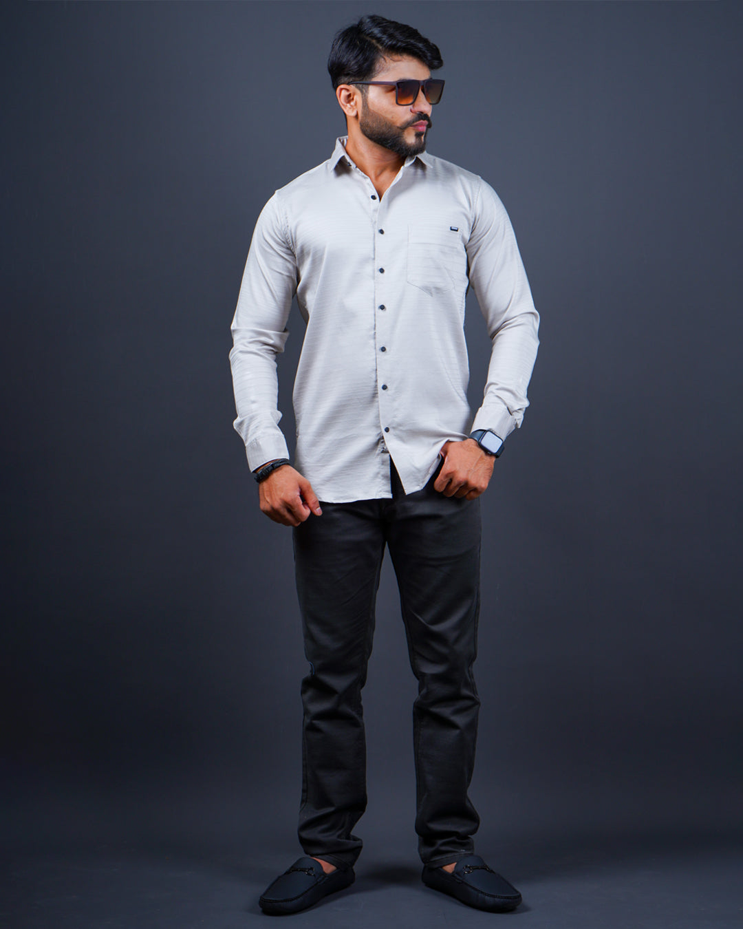 GREY COLOR PLAIN CASUAL SHIRT