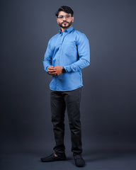 BLUE COLOR PLAIN CASUAL SHIRT