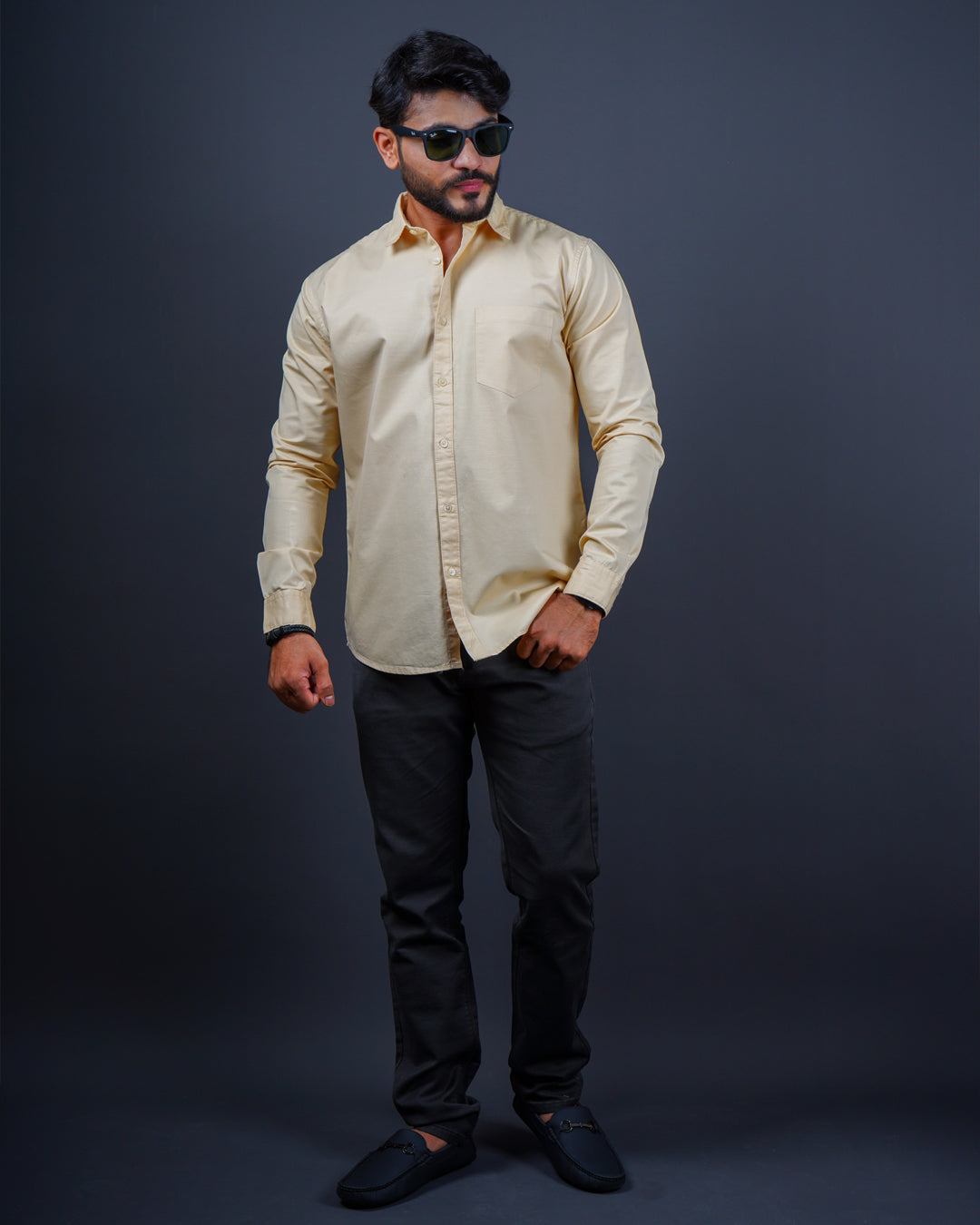 FAWN COLOR PLAIN COTTON CASUAL SHIRT