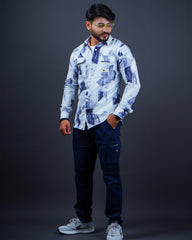 BLUE COLOR PRINTED CASUAL SHIRT