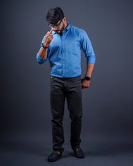 BLUE COLOR PLAIN CASUAL SHIRT