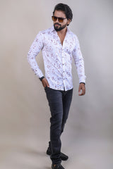 RUST COLOR PRINTED CASUAL SHIRT