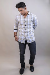 BEIGE COLOR CHECKS CASUAL SHIRT