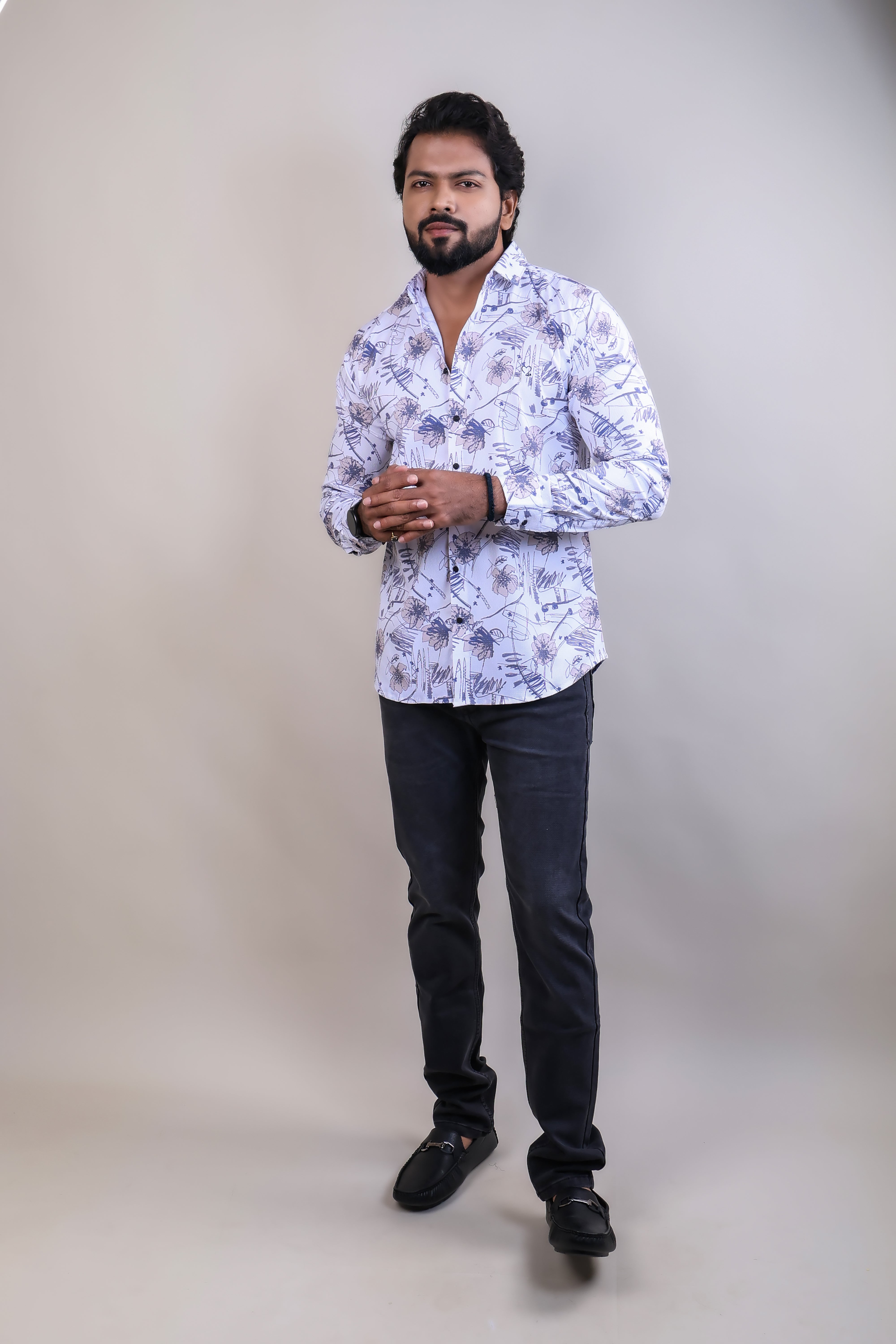 FAWN COLOR PRINTED CASUAL SHIRT