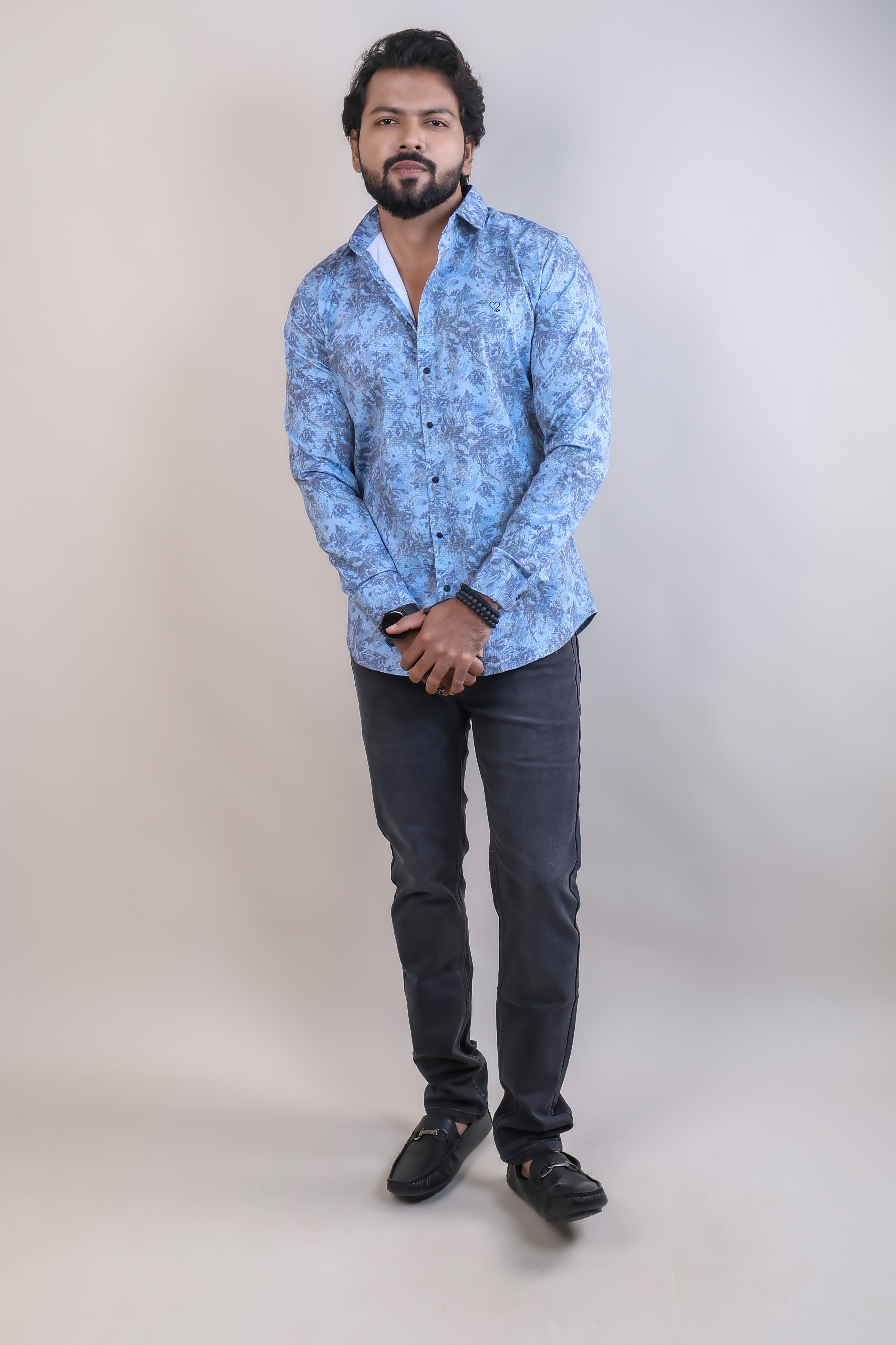 BLUE COLOR PRINTED CASUAL SHIRT