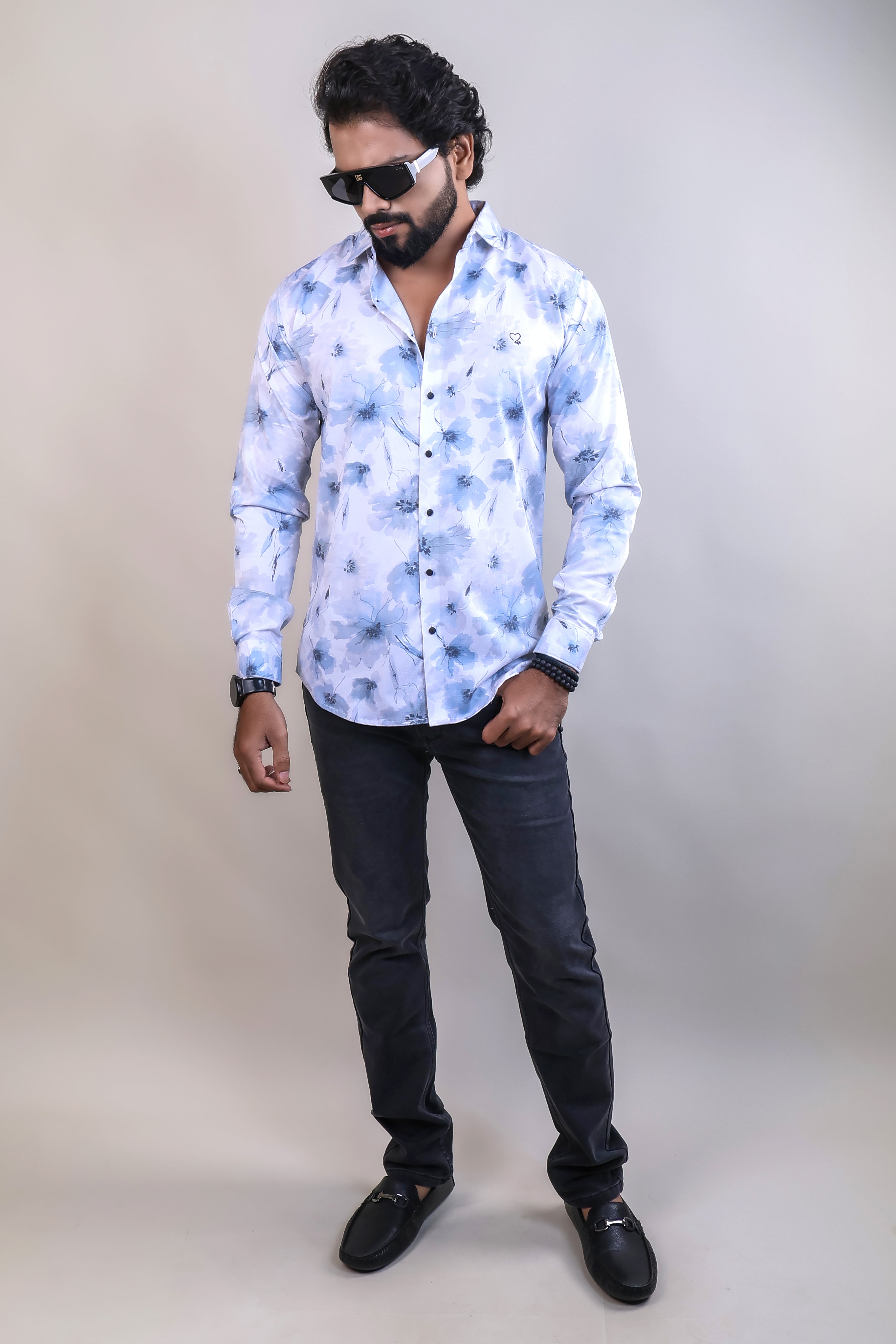 GREY COLOR PRINTED CASUAL SHIRT