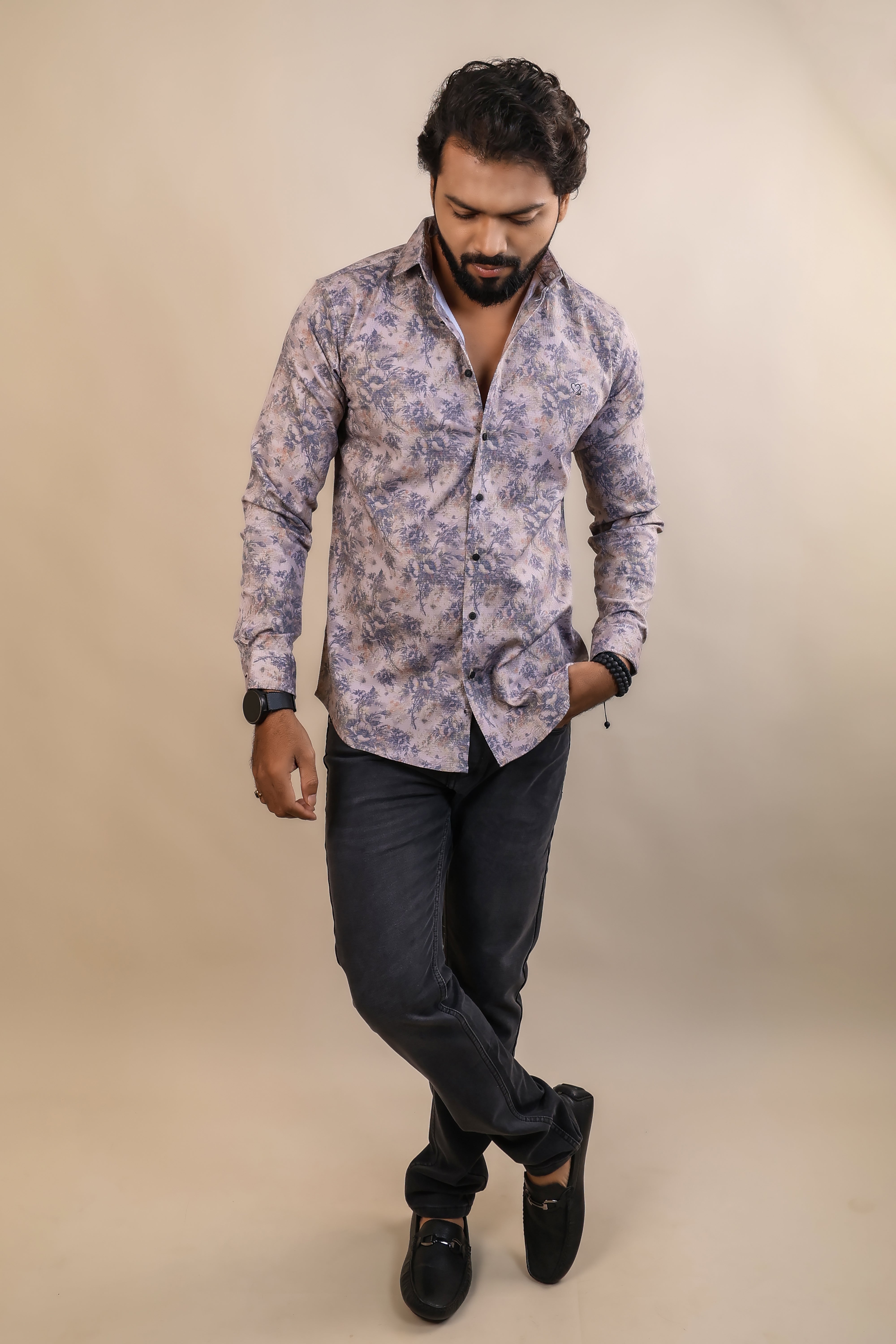 ONION COLOR PRINTED CASUAL SHIRT