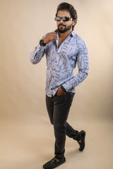 GREY COLOR PRINTED CASUAL SHIRT