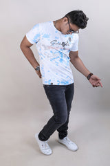 BLUE COLOR PRINTED LYCRA T-SHIRT