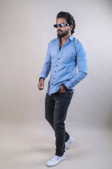 BLUE COLOR PLAIN CASUAL SHIRT