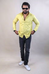 LEMON COLOR  PLAIN CASUAL SHIRT