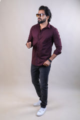 WINE COLOR  PLAIN CASUAL SHIRT