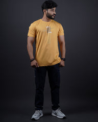 MUSTARD COLOR ROUND NECK MATTER T-SHIRT