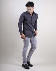 GREY COLOR LINING CASUAL SHIRT