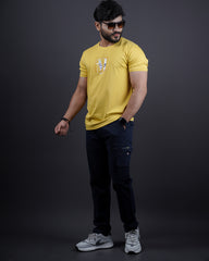 YELLOW COLOR ROUND NECK MATTER T-SHIRT