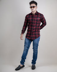 MAROON COLOR CHECKS CASUAL SHIRT