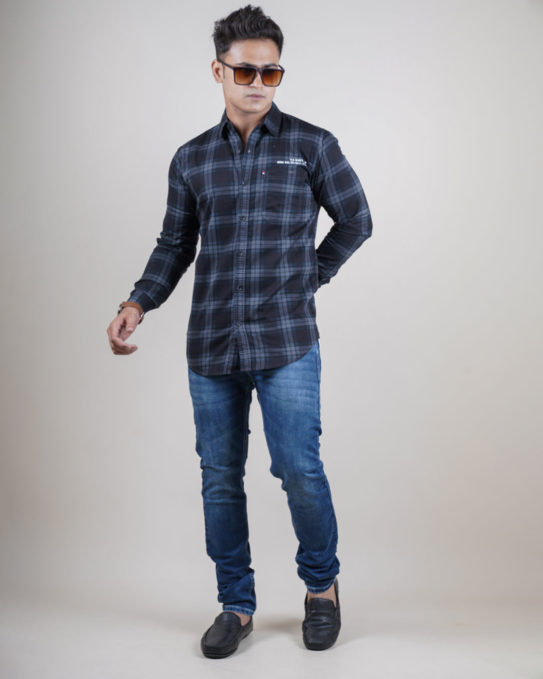 GREY COLOR CHECKS CASUAL SHIRT