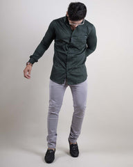 GREEN COLOR PRINTED LYCRA CASUAL SHIRT