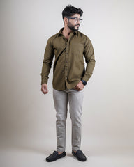 OLIVE COLOR PLAIN CASUAL SHIRT