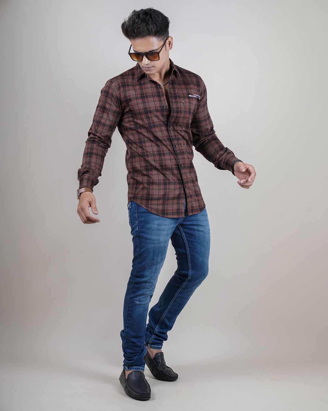 BROWN COLOR CHECKS CASUAL SHIRT