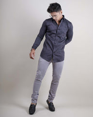 GREY COLOR PRINTED LYCRA CASUAL SHIRT