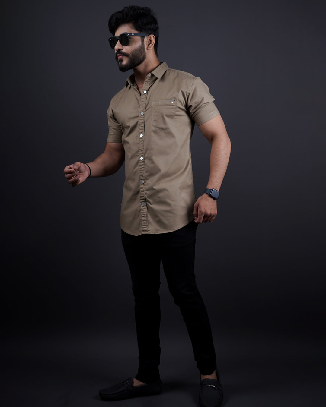 BEIGE COLOR PLAIN CASUAL SHIRT