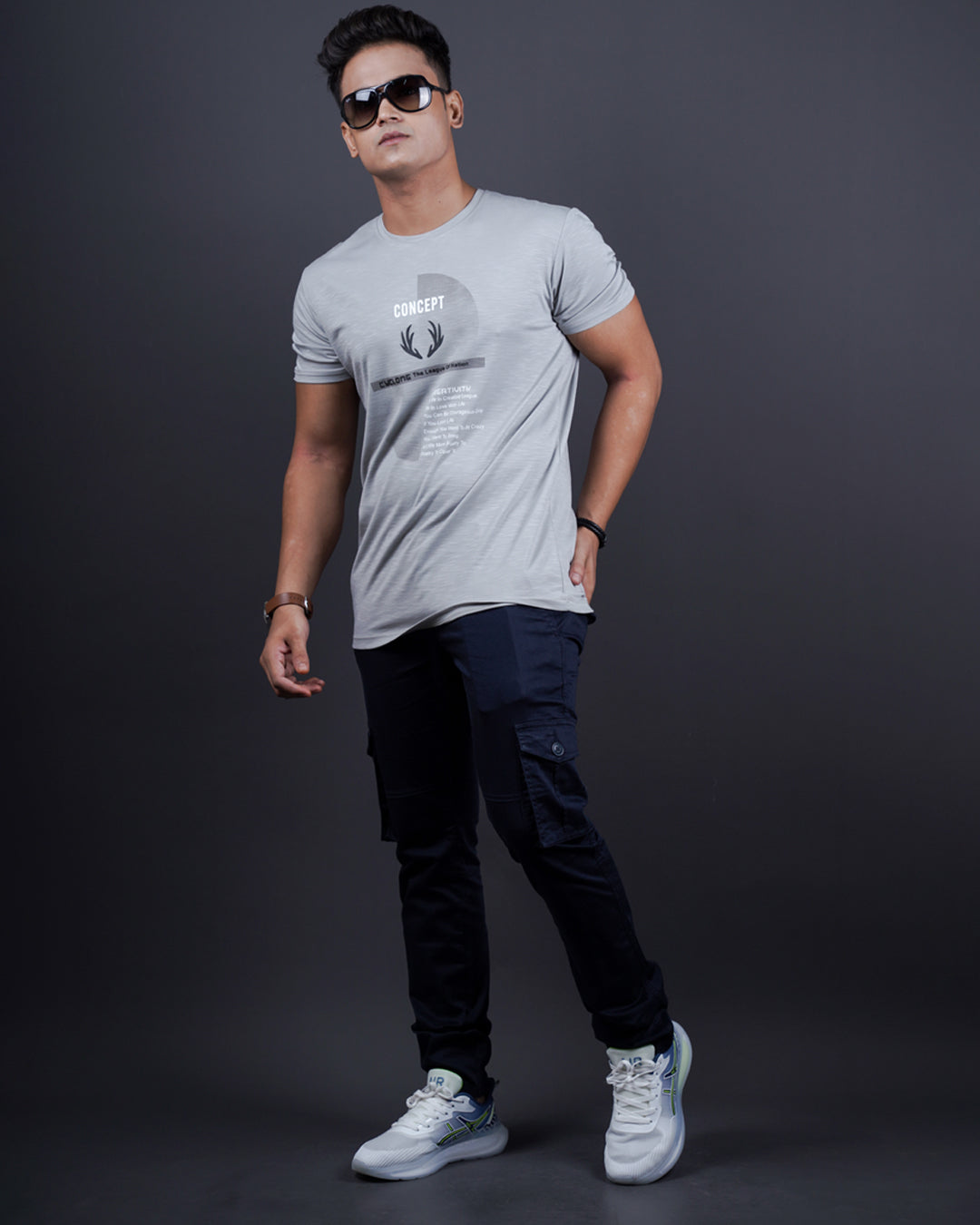 GREY COLOR ROUND NECK MATTER T-SHIRT