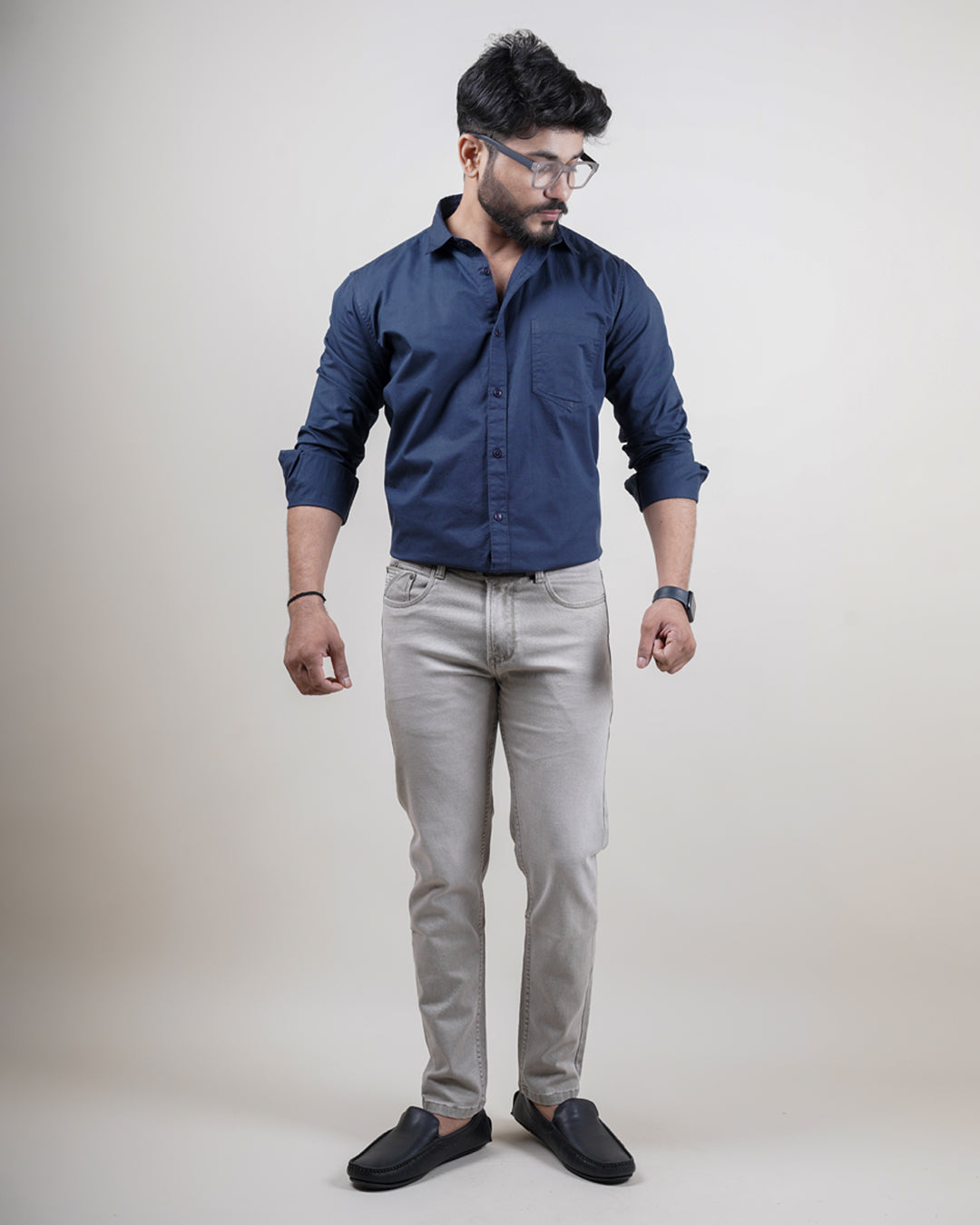 NAVY BLUE COLOR PLAIN CASUAL SHIRT