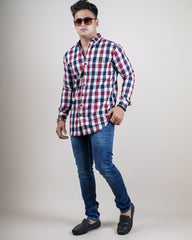RED-WINE COLOR CHECKS CASUAL SHIRT