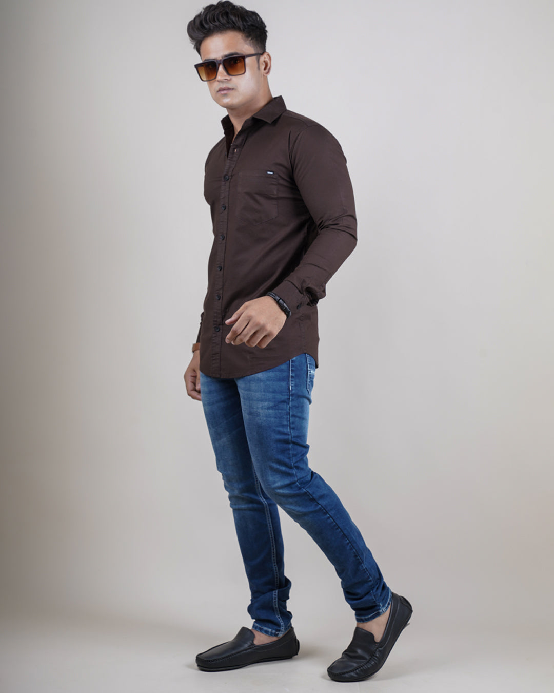 BROWN COLOR PLAIN CASUAL SHIRT