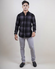 GREY-BLACK COLOR CHECKS CASUAL SHIRT