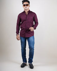 WINE COLOR PLAIN CASUAL SHIRT