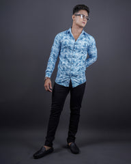 BLUE COLOR PRINTED CASUAL SHIRT