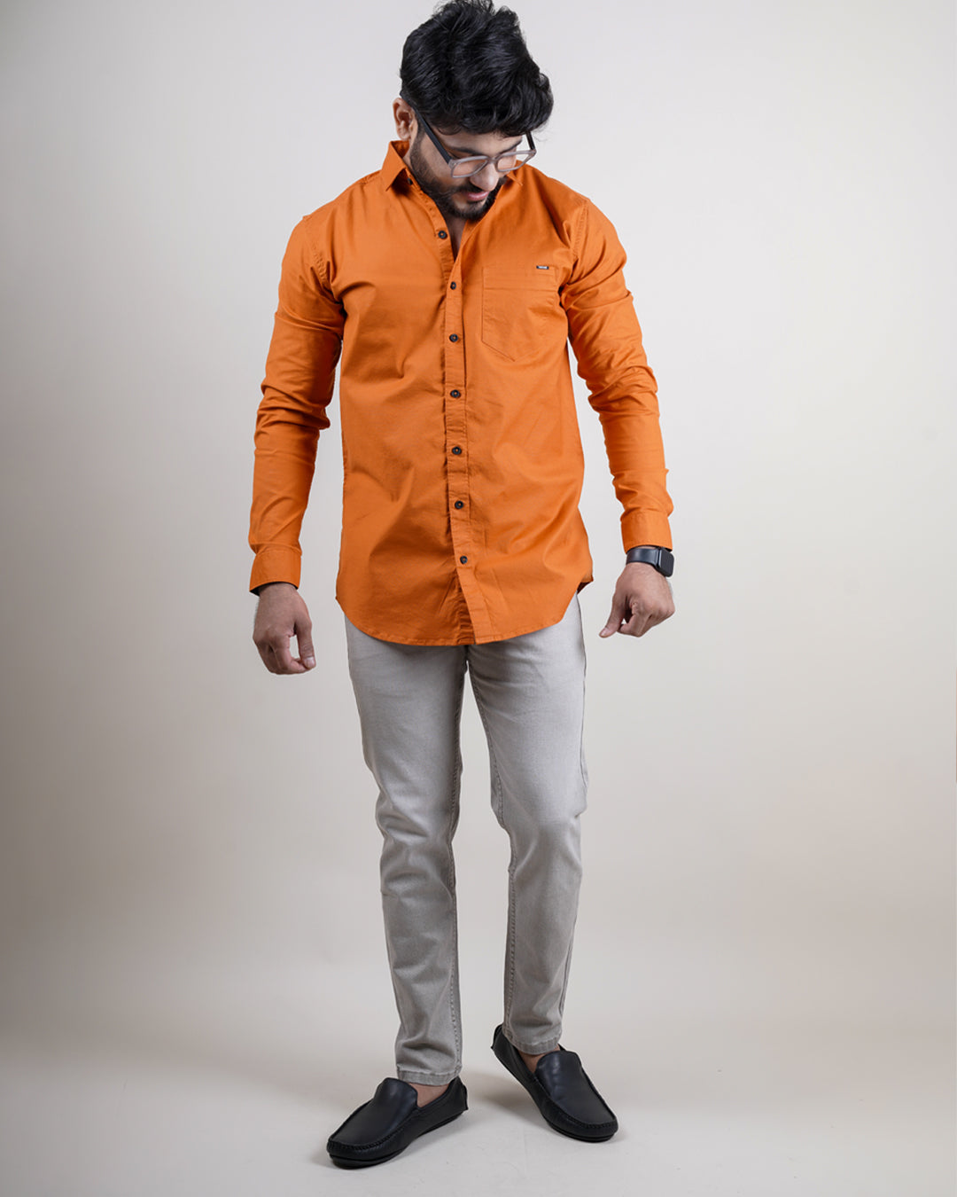 ORANGE COLOR PLAIN CASUAL SHIRT