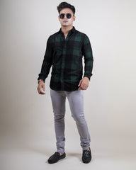 GREEN-BLACK COLOR CHECKS CASUAL SHIRT