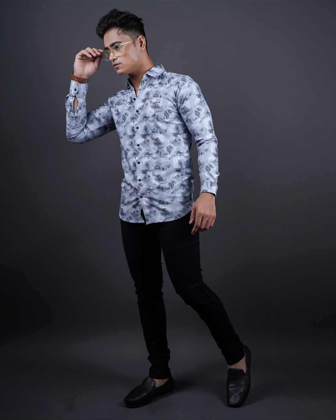 GREY COLOR PRINTED CASUAL SHIRT