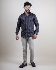 BLACK COLOR LINING CASUAL SHIRT