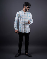 BLUE-WHITE COLOR CHECKS CASUAL SHIRT