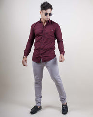 MAROON COLOR CHECKS CASUAL SHIRT