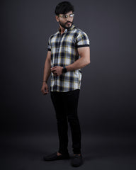 BLUE-YELLOW COLOR CHECKS CASUAL SHIRT