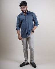 BLUE COLOR PLAIN CASUAL SHIRT