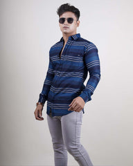 Blue color color lining casual shirt shirt for casual wear.