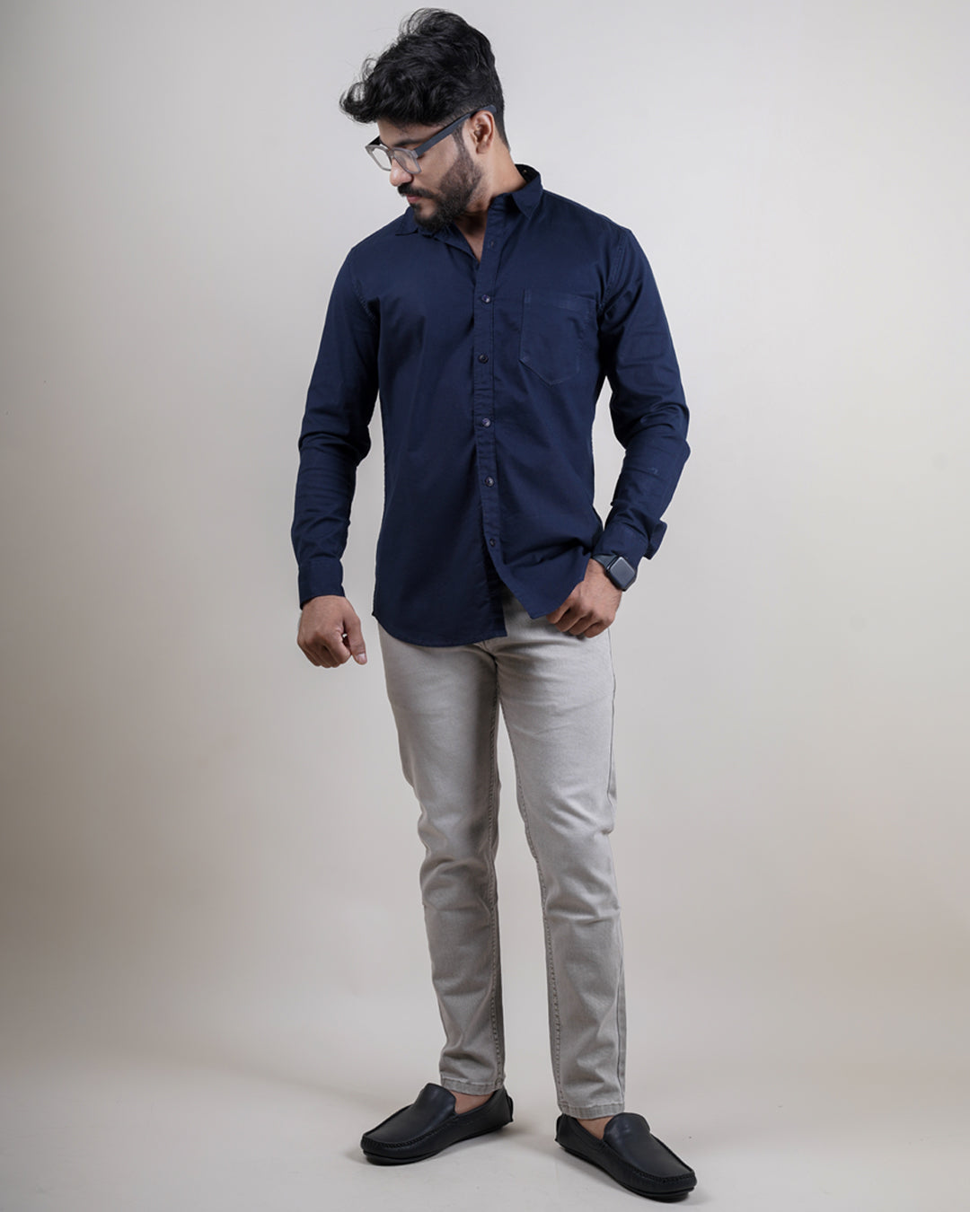 NAVY BLUE COLOR PLAIN CASUAL SHIRT