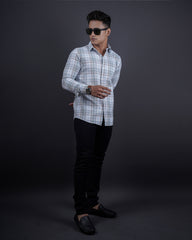 GREY-WHITE COLOR CHECKS CASUAL SHIRT