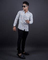 FAWN-WHITE COLOR CHECKS CASUAL SHIRT