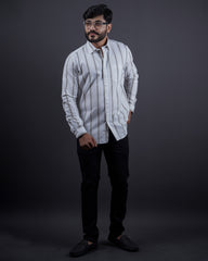 FAWN-GREY COLOR LINING CASUAL SHIRT