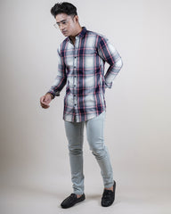 BLUE-PEACH COLOR CHECKS CASUAL SHIRT