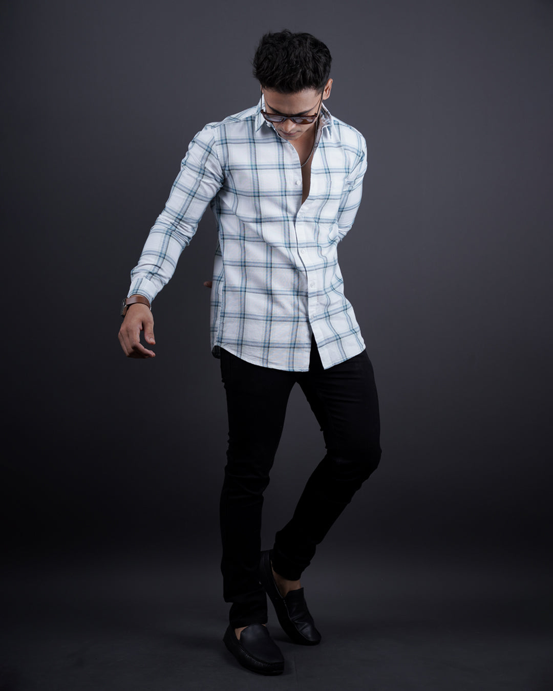 WHITE-BLUE COLOR CHECKS CASUAL SHIRT