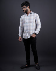 WHITE-BROWN COLOR CHECKS CASUAL SHIRT